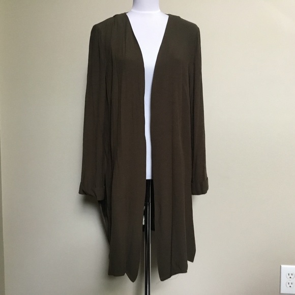 Lk New GIBSON LATIMER olive floral embroidered kimono duster M - Picture 2 of 6